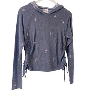 Girl Cozie by Pink Rose Hoodie Sweater Navy Light Bolt  Design Sz M